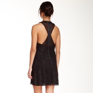 Alice+Olivia Silk Leather Chaplin Lace Open Dress